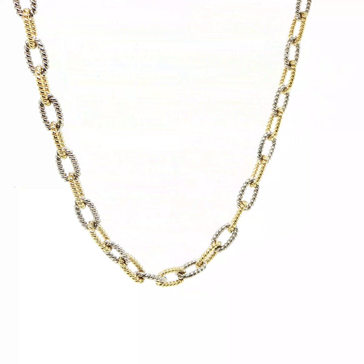 18K Yellow & White Gold Twisted Paper Clip Chain