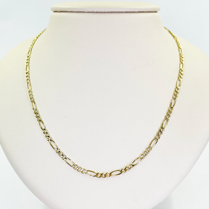 3mm 14K Yellow Gold Figaro Chain 16 inch