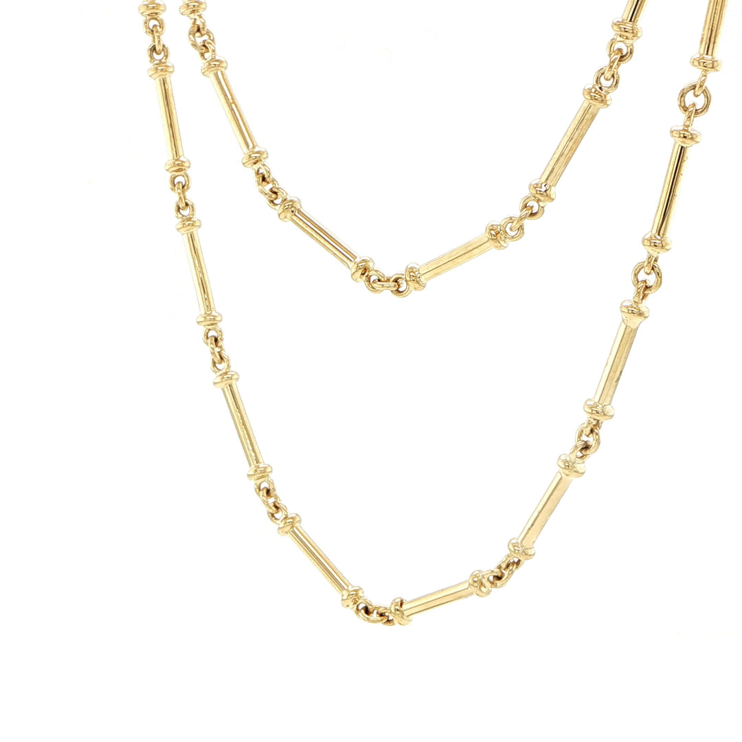 2.6mm 18K Yellow Gold Bar Link Necklace