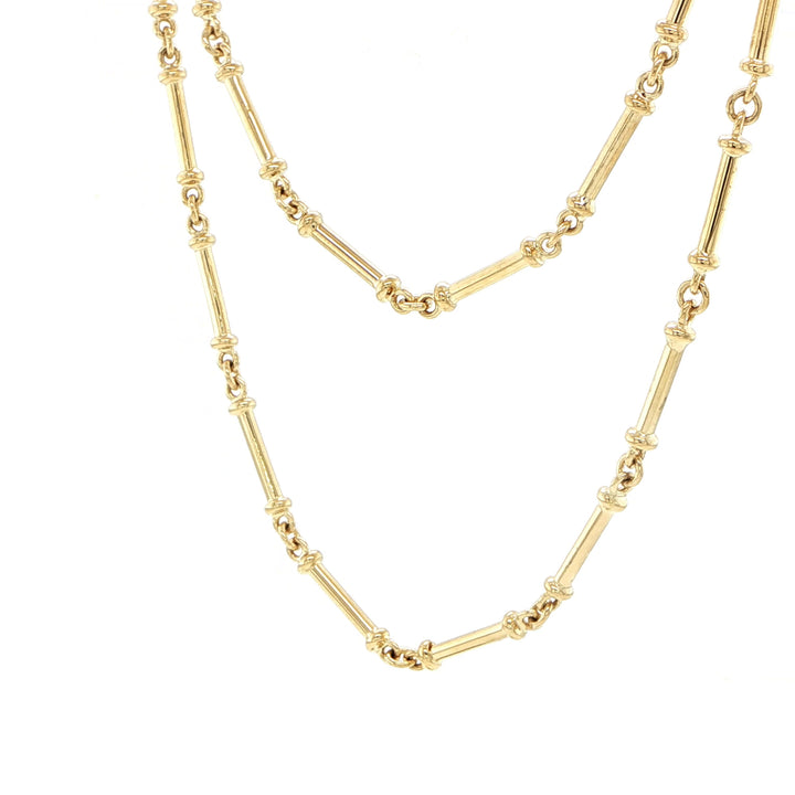 2.6mm 18K Yellow Gold Bar Link Necklace