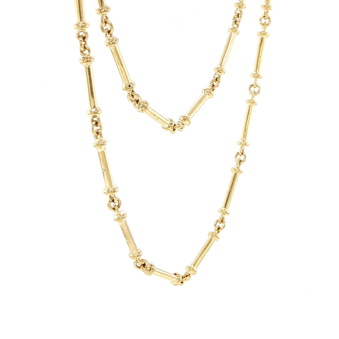 2.6mm 18K Yellow Gold Bar Link Necklace