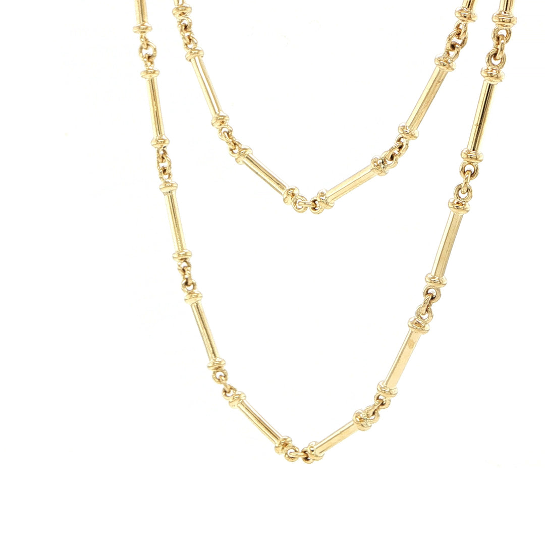 2.6mm 18K Yellow Gold Bar Link Necklace