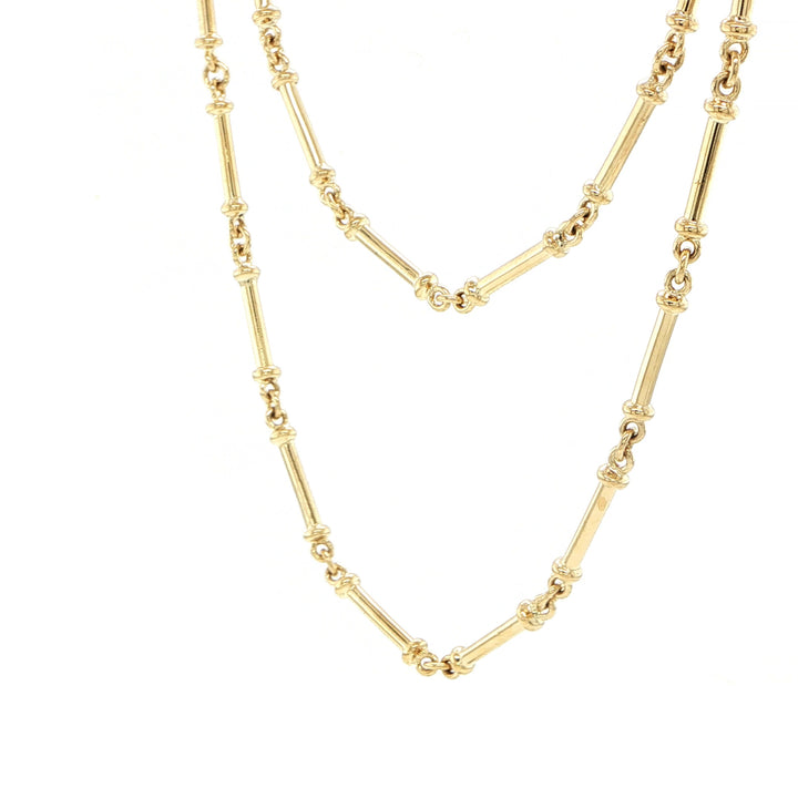 2.6mm 18K Yellow Gold Bar Link Necklace
