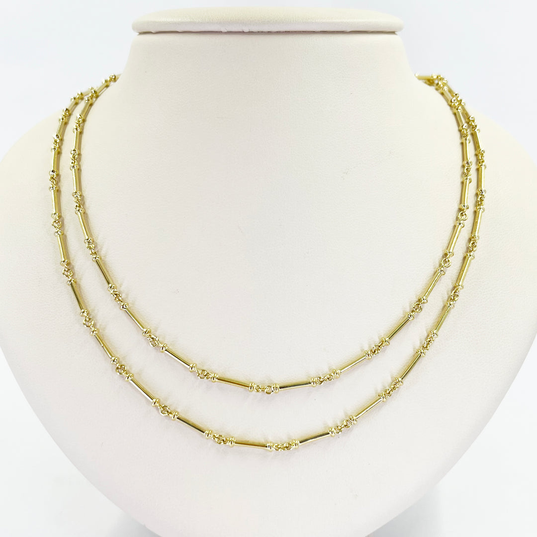2.6mm 18K Yellow Gold Bar Link Necklace