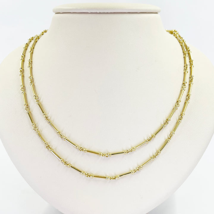2.6mm 18K Yellow Gold Bar Link Necklace