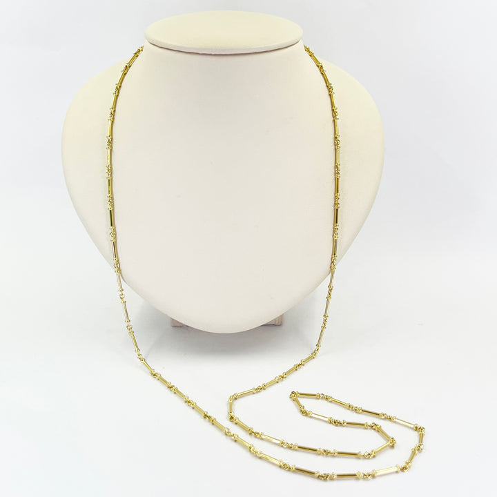 2.6mm 18K Yellow Gold Bar Link Necklace