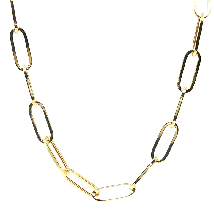 14K Yellow Gold Oval Paperclip Chain Necklace