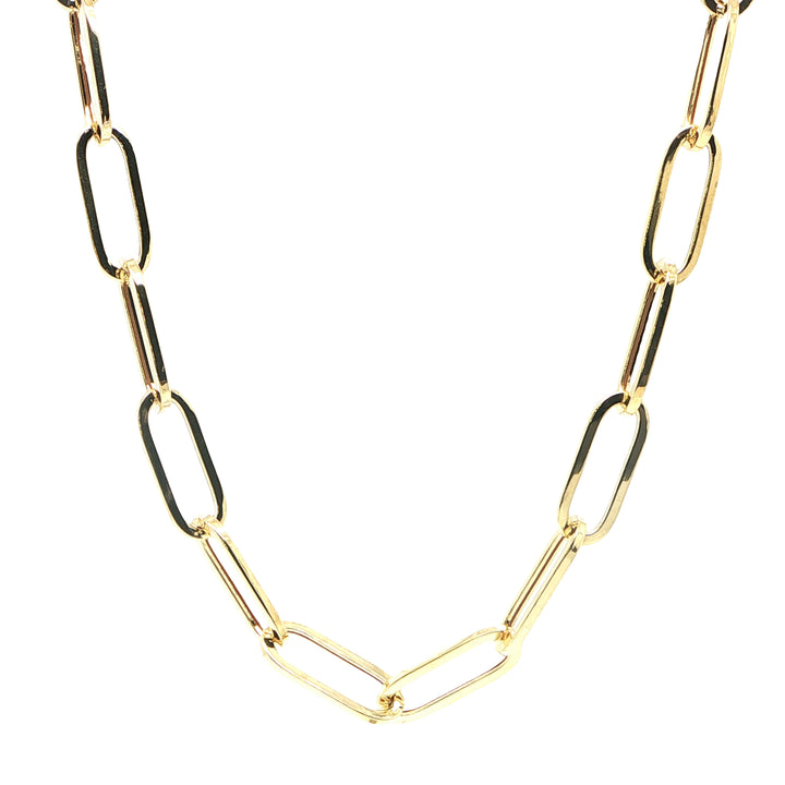 14K Yellow Gold Oval Paperclip Chain Necklace