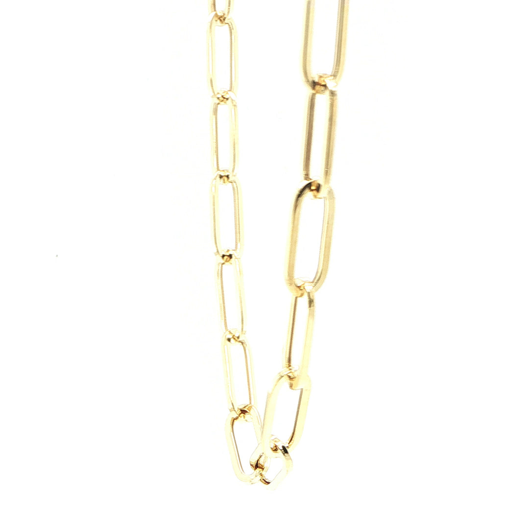 14K Yellow Gold Oval Paperclip Chain Necklace