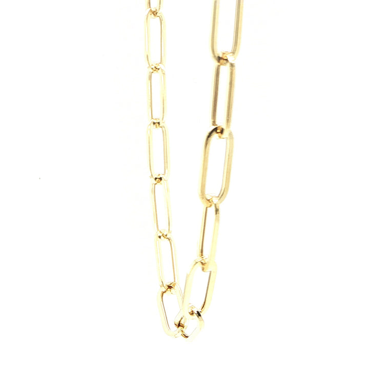 14K Yellow Gold Oval Paperclip Chain Necklace