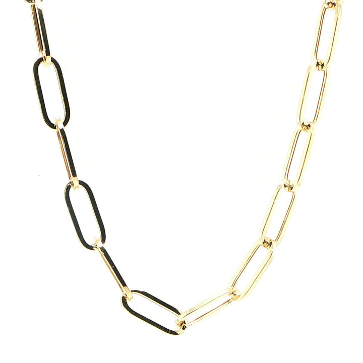 14K Yellow Gold Oval Paperclip Chain Necklace