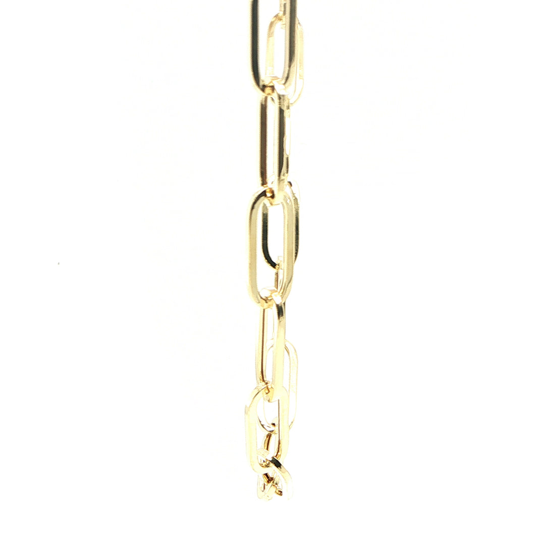 14K Yellow Gold Oval Paperclip Chain Necklace