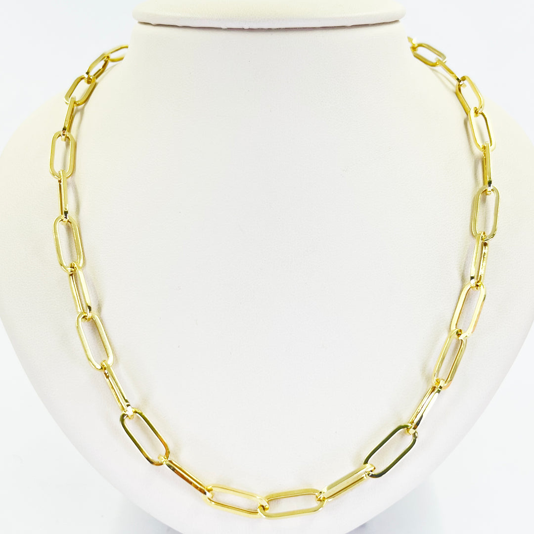 14K Yellow Gold Oval Paperclip Chain Necklace