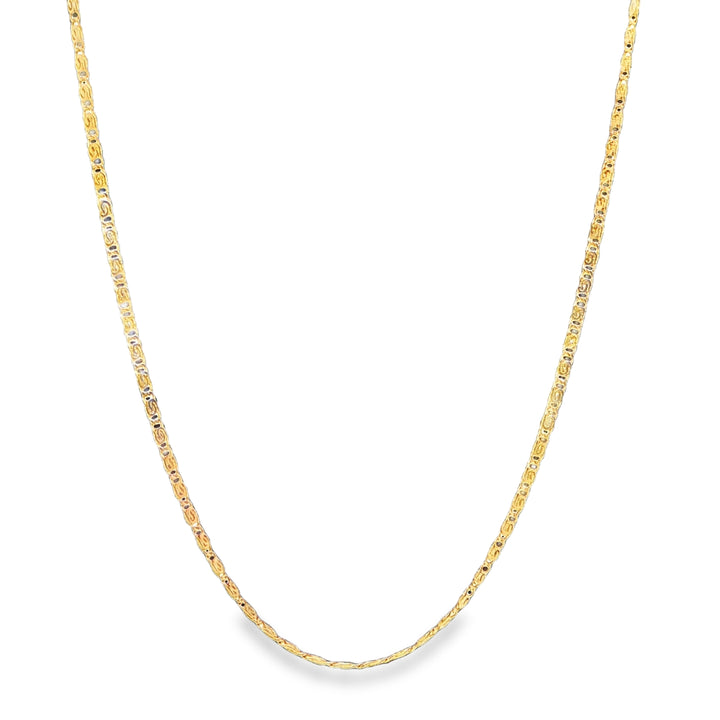 14K Yellow Gold Scroll Link Chain Necklace 1.5mm