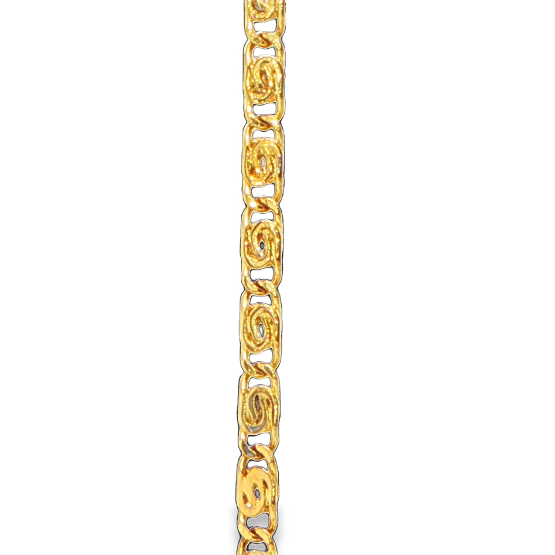 14K Yellow Gold Scroll Link Chain Necklace 1.5mm