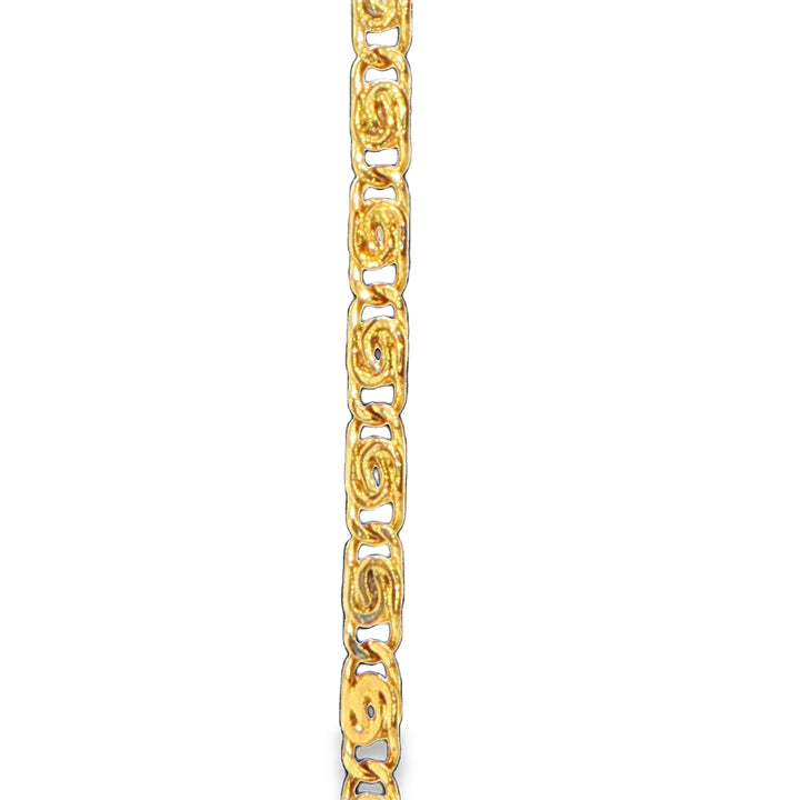 14K Yellow Gold Scroll Link Chain Necklace 1.5mm