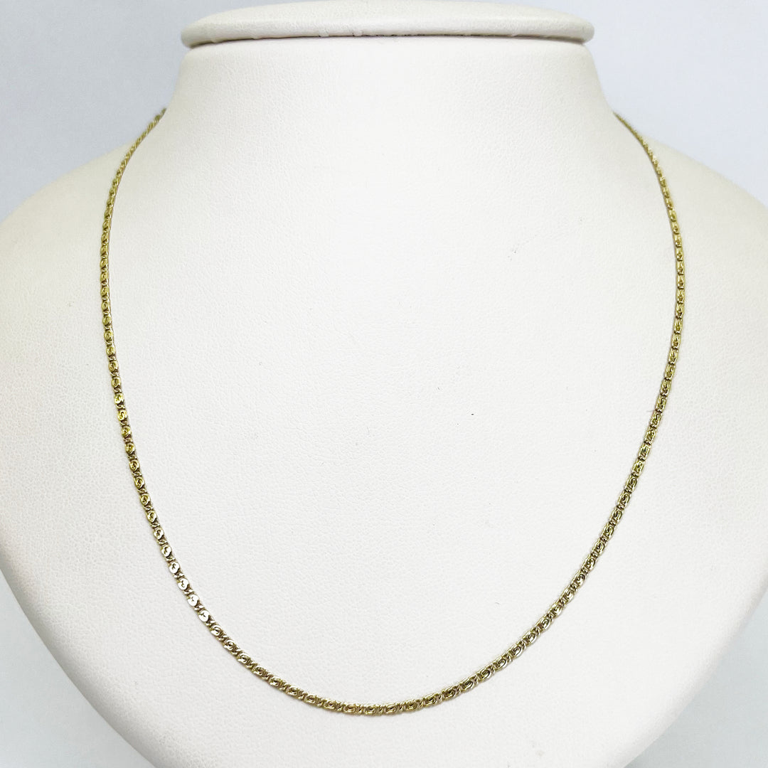 14K Yellow Gold Scroll Link Chain Necklace 1.5mm
