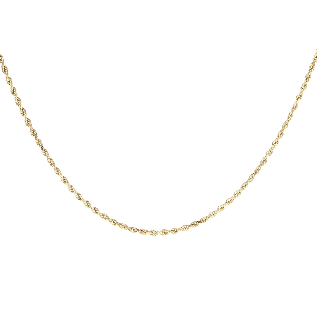 14K Yellow Gold Hollow Rope Chain Necklace 2mm