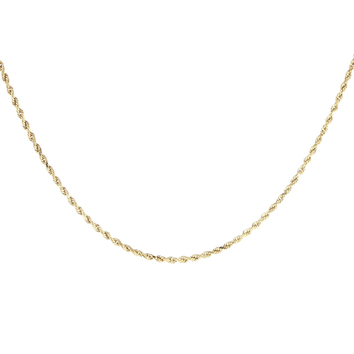 14K Yellow Gold Hollow Rope Chain Necklace 2mm