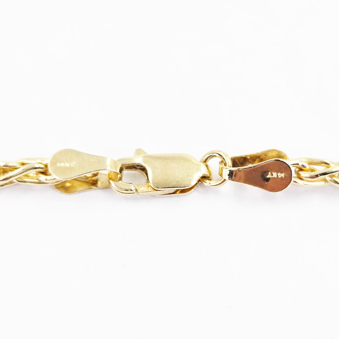 14K Yellow Gold Round Wheat Chain Necklace 2.8mm