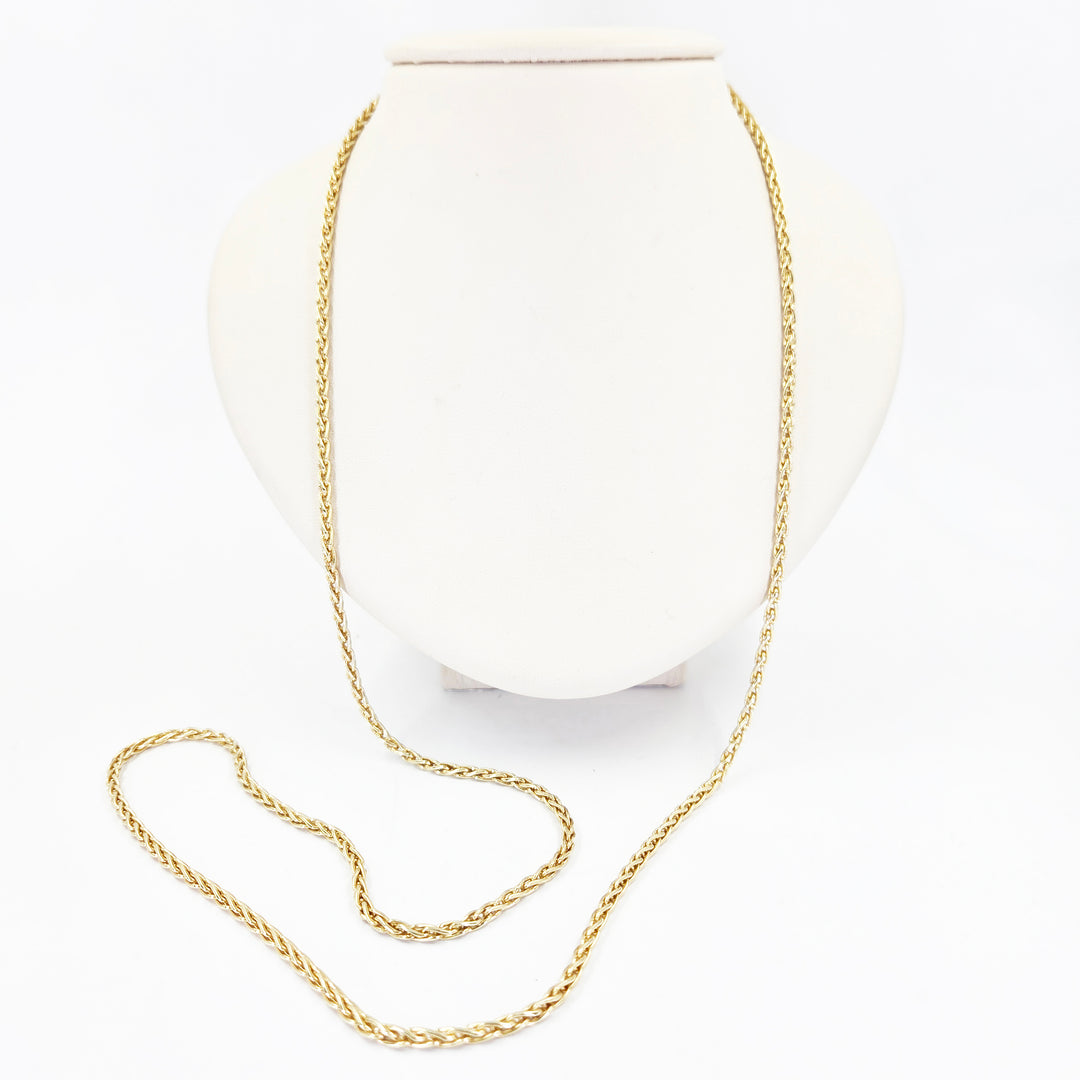 14K Yellow Gold Round Wheat Chain Necklace 2.8mm