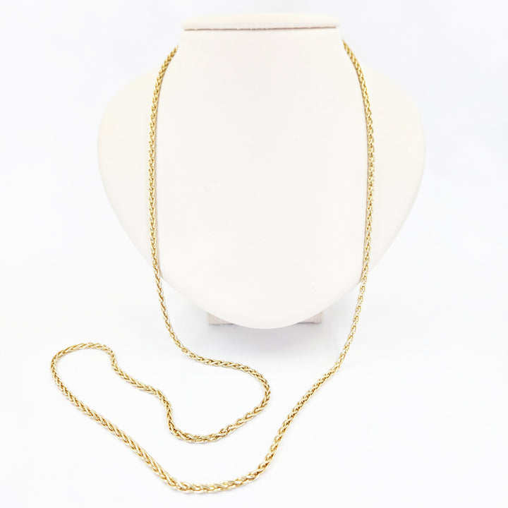 14K Yellow Gold Round Wheat Chain Necklace 2.8mm