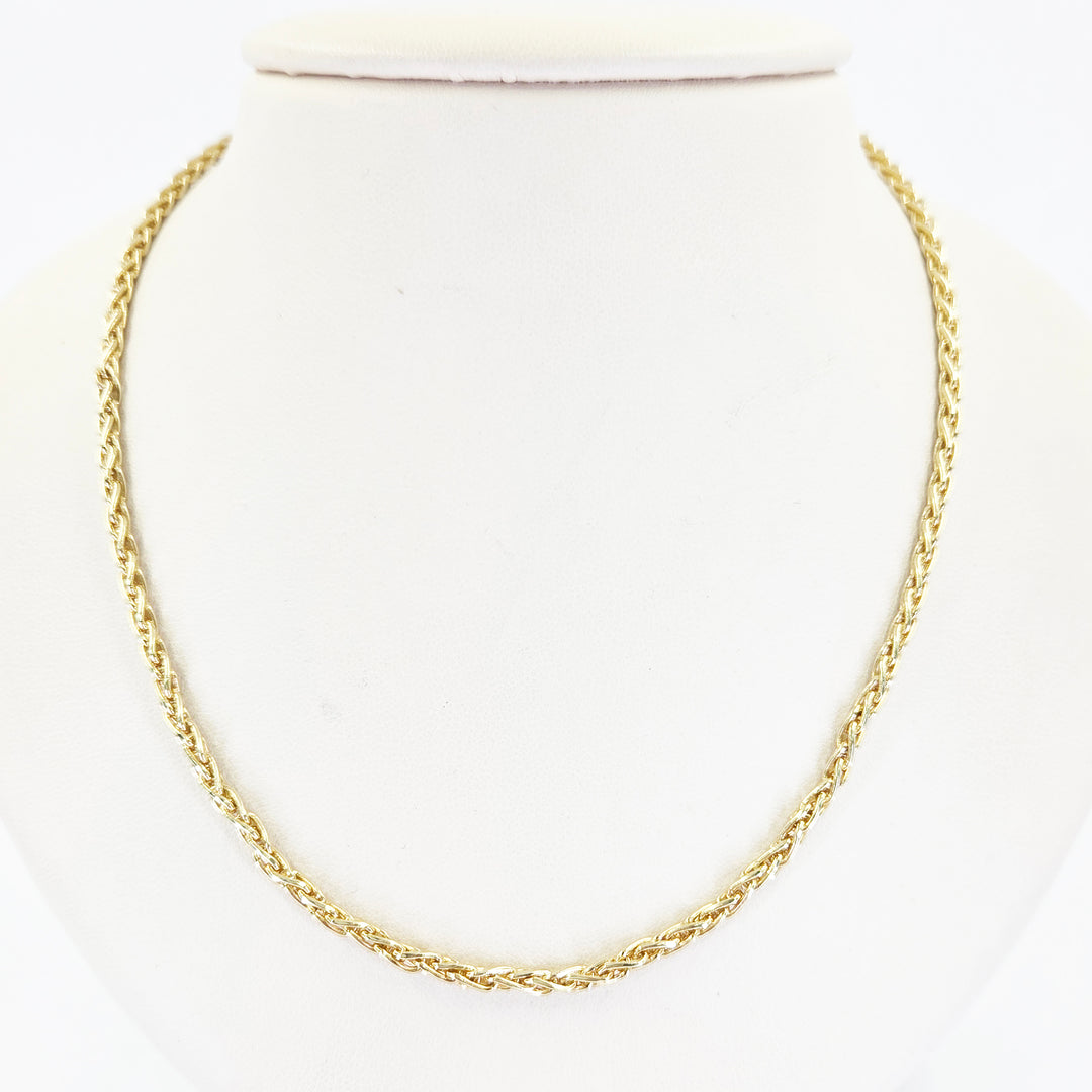 14K Yellow Gold Round Wheat Chain Necklace 2.8mm