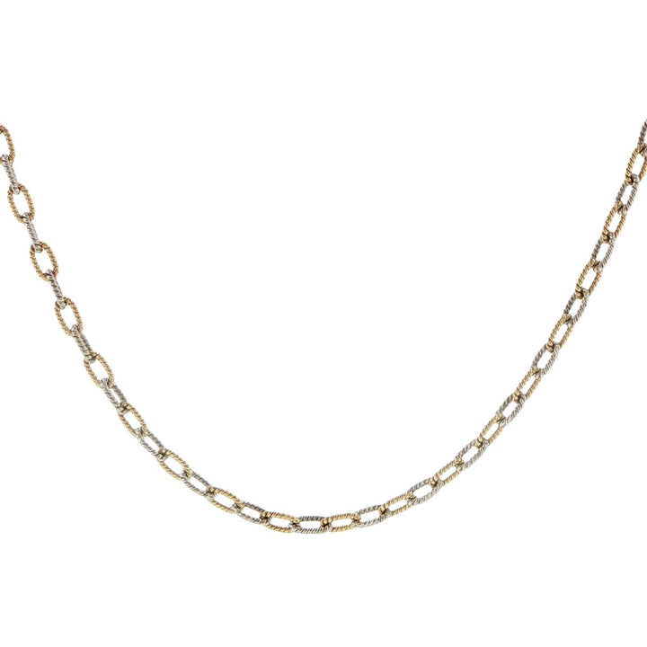 14K Yellow Gold Textured Paperclip Chain Necklace