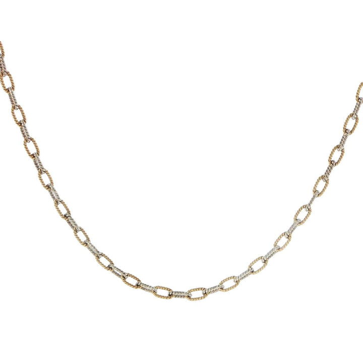14K Yellow Gold Textured Paperclip Chain Necklace