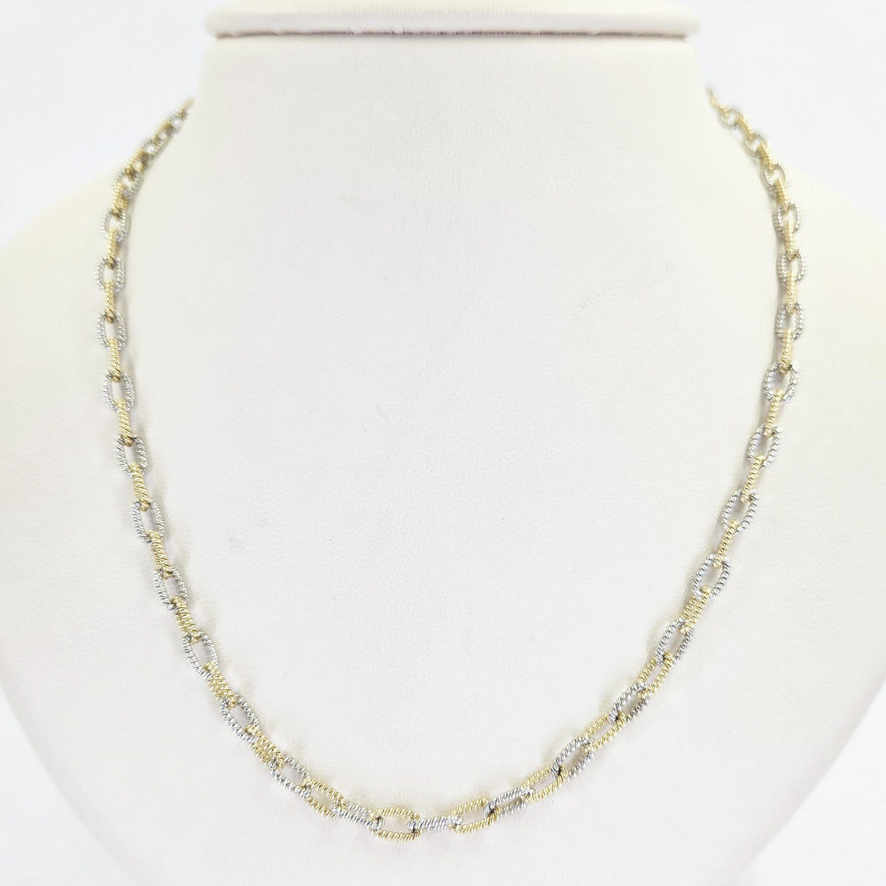 14K Yellow Gold Textured Paperclip Chain Necklace