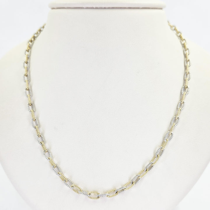 14K Yellow Gold Textured Paperclip Chain Necklace