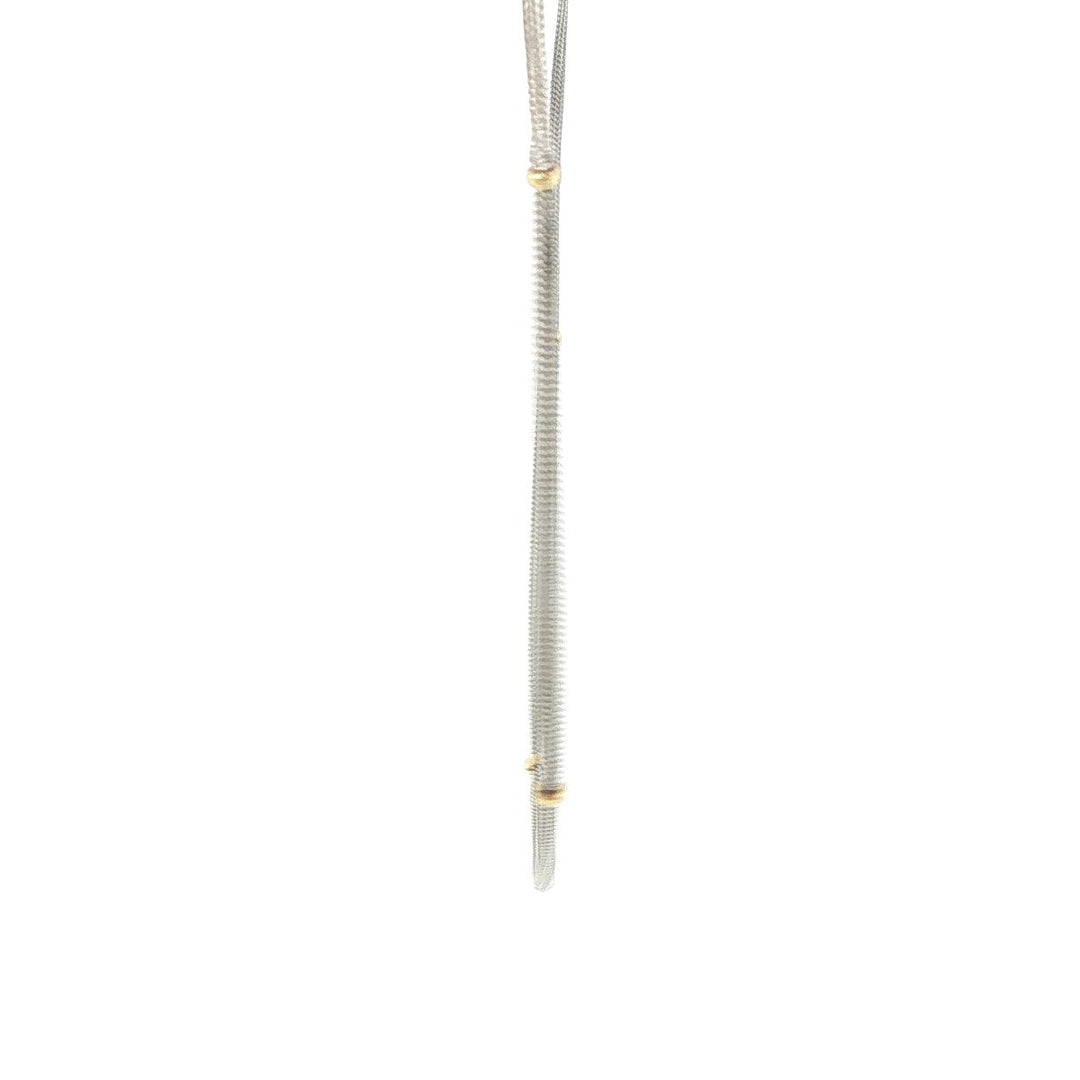 14K White Gold Multi-Strand Necklace with 14K Yellow Gold Stations