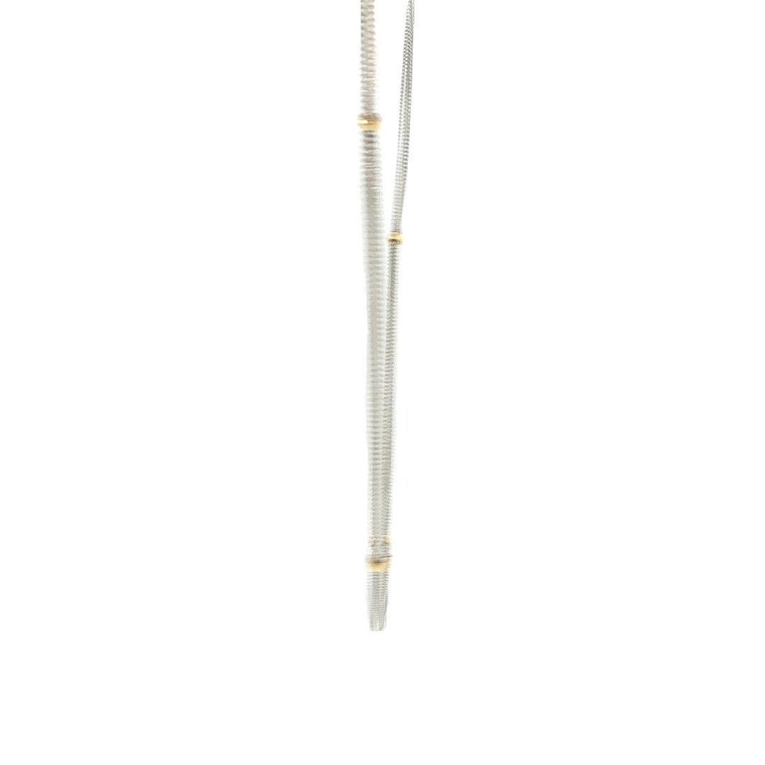 14K White Gold Multi-Strand Necklace with 14K Yellow Gold Stations
