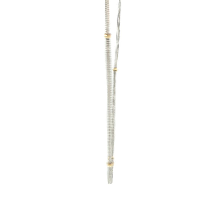 14K White Gold Multi-Strand Necklace with 14K Yellow Gold Stations