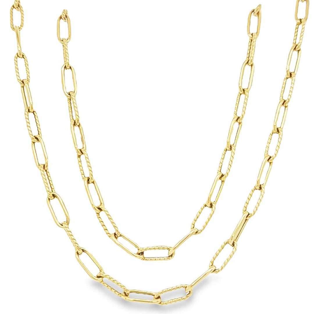 Polished and Fluted Paperclip Link Necklace