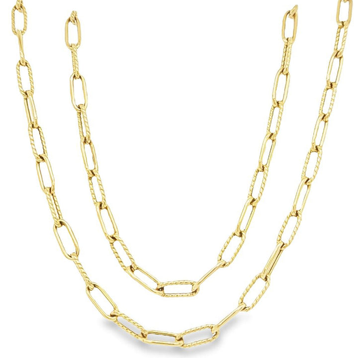 Polished and Fluted Paperclip Link Necklace