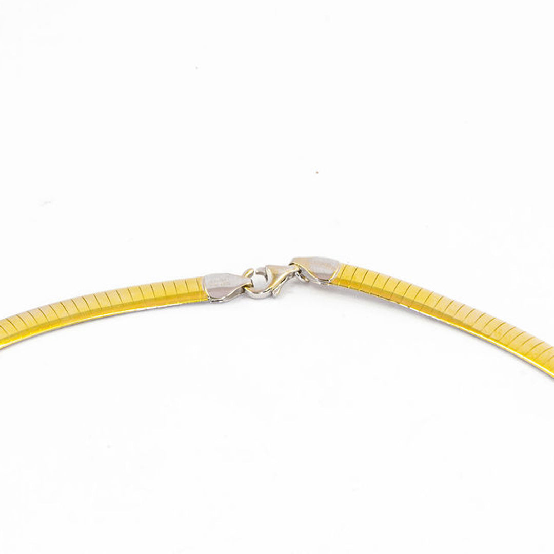 Reversible Two Tone 14K Gold Omega Necklace