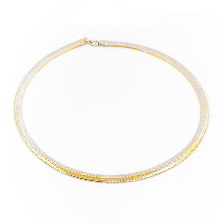 Reversible Two Tone 14K Gold Omega Necklace
