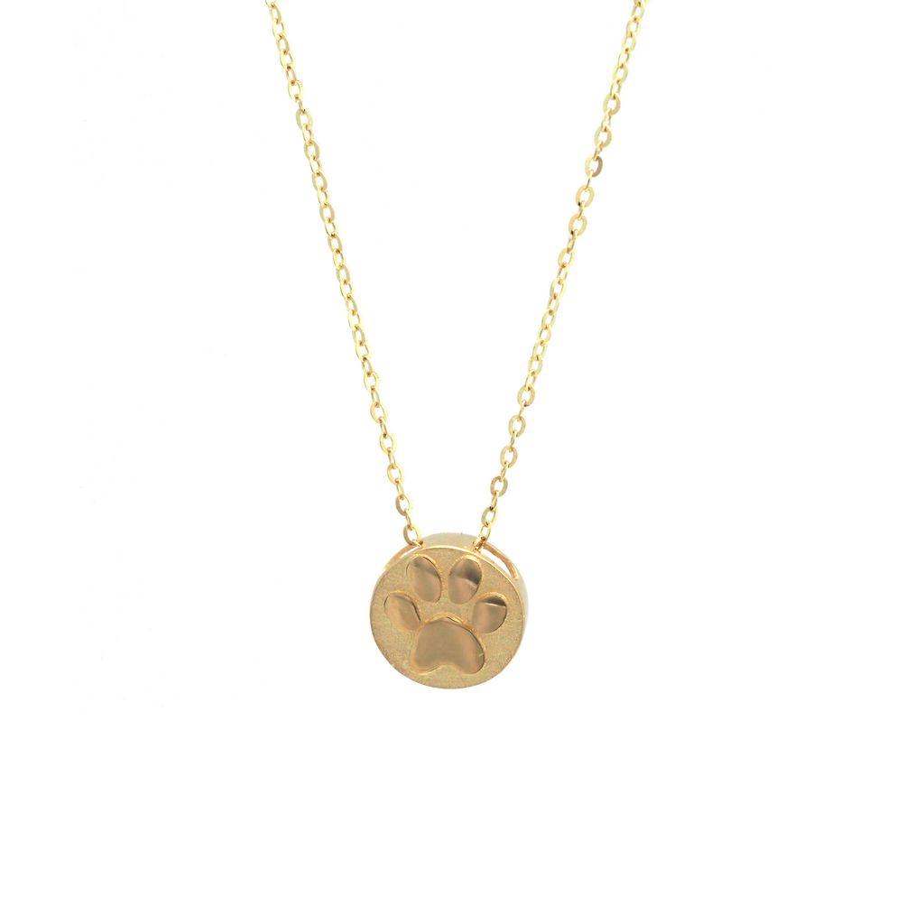 Gold Paw Print Pendant Necklace