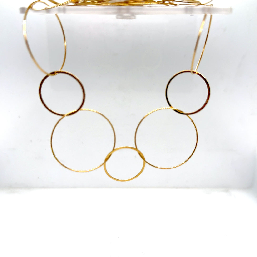 18K Yellow Gold Open Circle Link Necklace