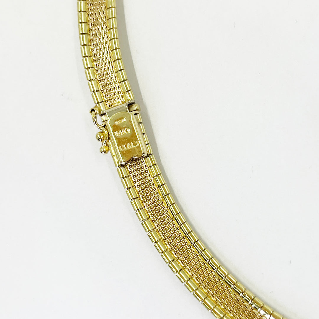 14K Yellow Gold Textured Omega Necklace