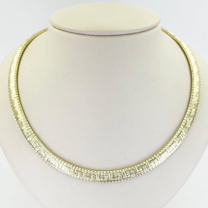 14K Yellow Gold Textured Omega Necklace