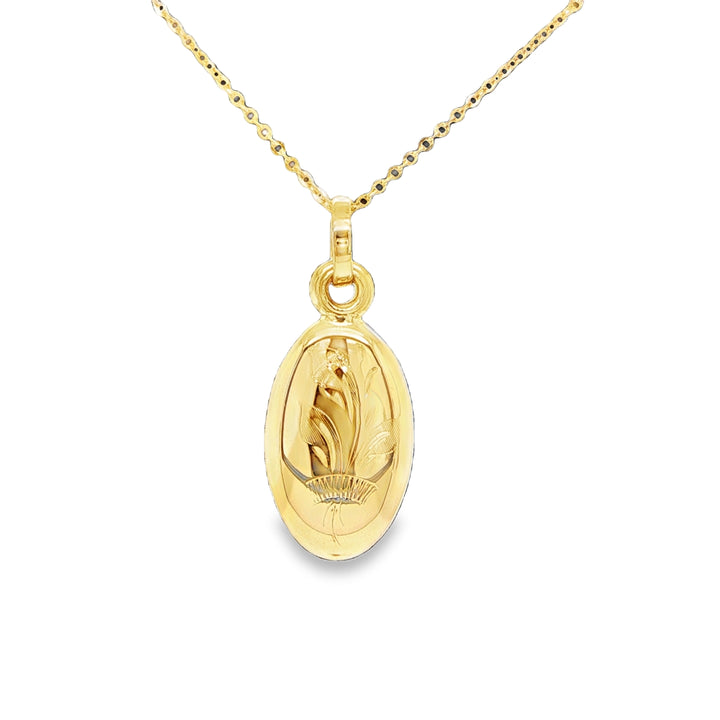 18K Yellow Gold Oval Locket Necklace