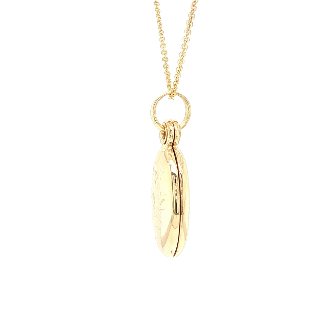 18K Yellow Gold Oval Locket Necklace