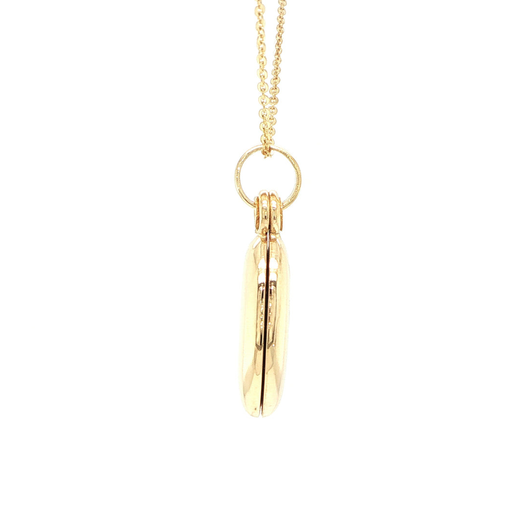 18K Yellow Gold Oval Locket Necklace