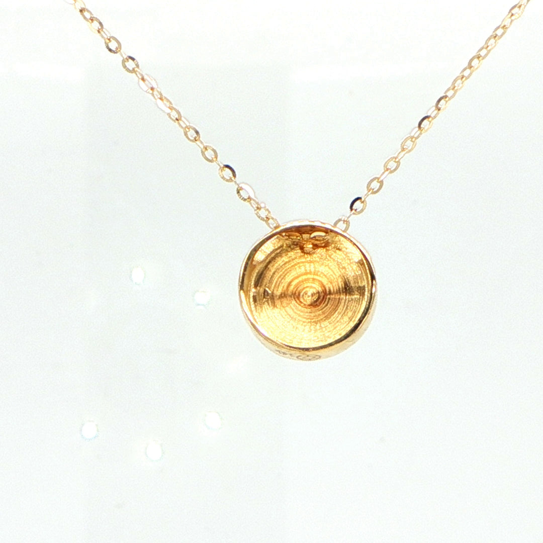 14K Yellow Gold Paw Print Circle Pendant Necklace