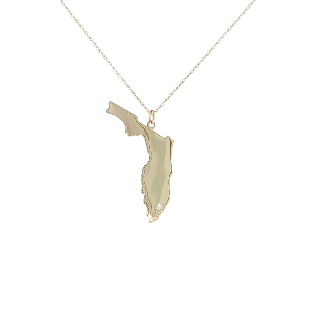 14K Yellow Gold Florida Diamond Necklace