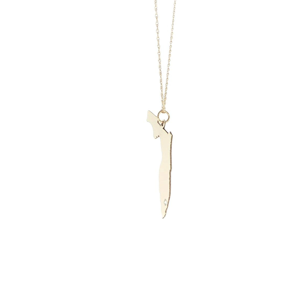 14K Yellow Gold Florida Diamond Necklace