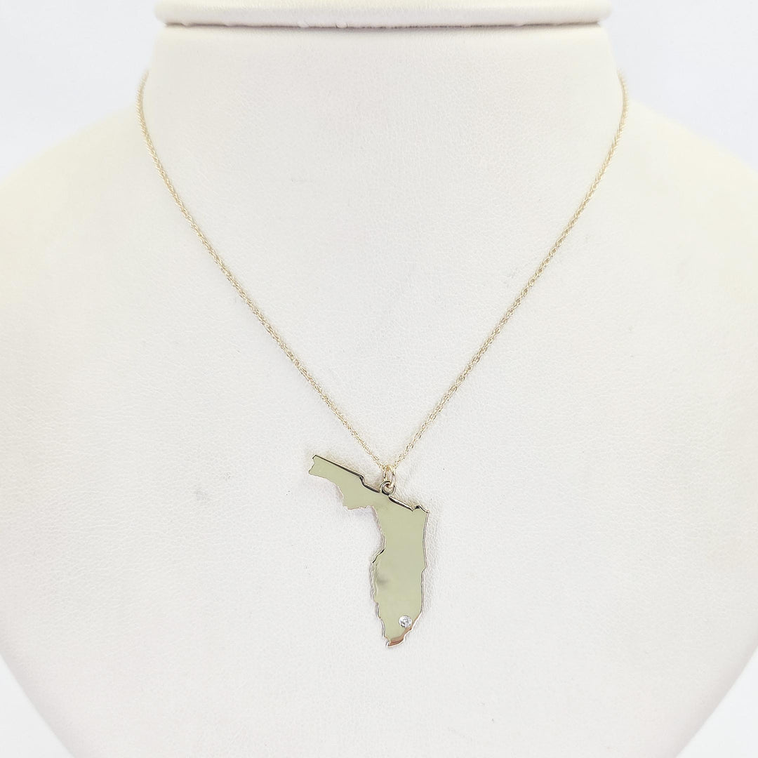 14K Yellow Gold Florida Diamond Necklace