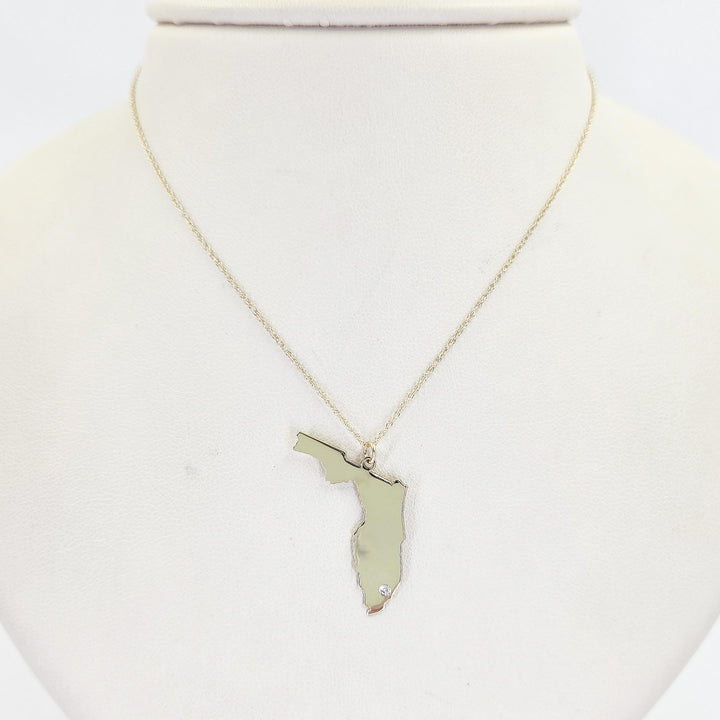 14K Yellow Gold Florida Diamond Necklace
